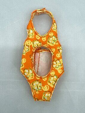 Barbie Doll Orange Tropical Floral Cutout Swimsuit Doll Monokini Beachwear
